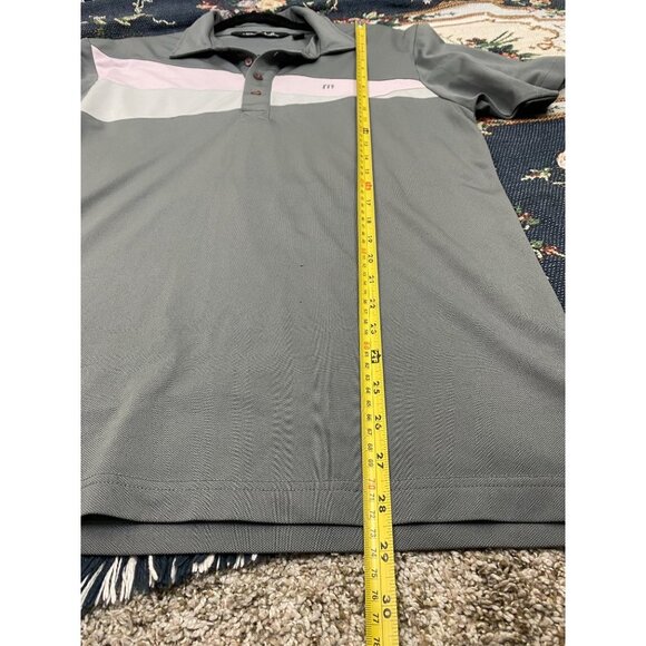 TRAVIS MATHEW Polo SHIRT MENS MEDIUM GRAY Pink Golf Performance Athleisure - Picture 7 of 11